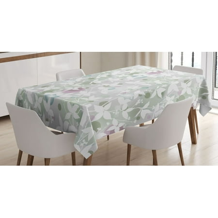 

Floral Tablecloth Spring Decorations Seamless Pattern with Flowers in Vintage Style Print Rectangular Table Cover for Dining Room Kitchen 52 X 70 Inches White and Reseda Green by Ambesonne