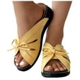 thumbnail image 2 of IUJSOY Womens Wedge Mules Sandals Bowknot Hollow Out Fashion Slippers Comfort Summer Beach Shoes, 2 of 8