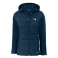 thumbnail image 2 of Women's Cutter & Buck  Navy Cleveland Guardians Evoke Hybrid Eco Softshell Recycled Full-Zip Hoodie Jacket, 2 of 3