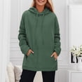 thumbnail image 3 of Gibobby Sudaderas con cremallera para mujer Sudadera con capucha para mujer Sudadera con cordón Sudadera de manga larga Top Bolsillo de color sólido Sudadera informal suelta （Verde， S), 3 of 4