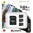 thumbnail image 1 of Kingston 64GB micSDHC Canvas Select Plus 100R A1 C10, 3 Pack + 1 ADP, 1 of 5