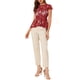 thumbnail image 2 of INSPIRAR CHIC Blusa Peplum de Encaje con Cuello Redondo y Mangas Cortas, Corte Alto-Bajo, Talla XS, Roja, 2 of 6