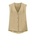 thumbnail image 5 of Women's Tank Tops 2026 Fashion Sleeveless Vest Cotton Linen Button Down Vests Summer Undershirts Camisole for Women, 5 of 8