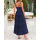 thumbnail image 5 of Vestido PRETTYGARDEN para mujer, verano, sin mangas, con volantes, azul marino, XL, 5 of 9