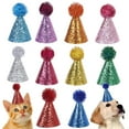 thumbnail image 3 of 10 Counts glitter mini party hat set - Adjustable elastic band mini cone hats, suitable for puppies, plush toys, cupcake decorations (0.9 x 1.9 inches, 10 colours ), 3 of 10
