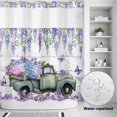 thumbnail image 2 of No Hook Shower Curtain, Purple Flowers Shower Curtains for Bathroom with See Through Top Window, Weeping Spring Floral Truck Butterfly Wooden Waterproof & Washable Bath Curtain Standard 72"x72", 2 of 9