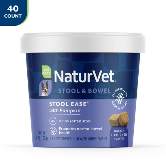 NaturVet Stool Ease Stool Softener for Dogs, 40 Soft Chews