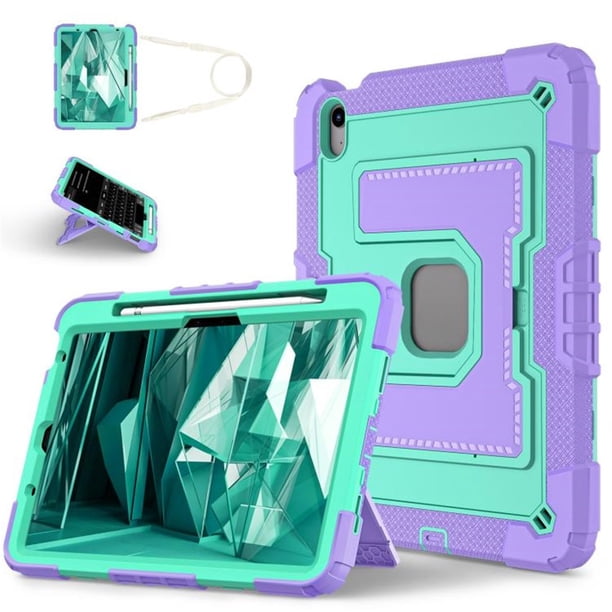 Funda para iPad Air 11 2025 / 2024, Silicona Anti-caída + Capa Protectora de PC con Soporte Grande Oculto, Correa para el Hombro, Funda Protectora Resistente a Golpes y Tres Pruebas para Tablet