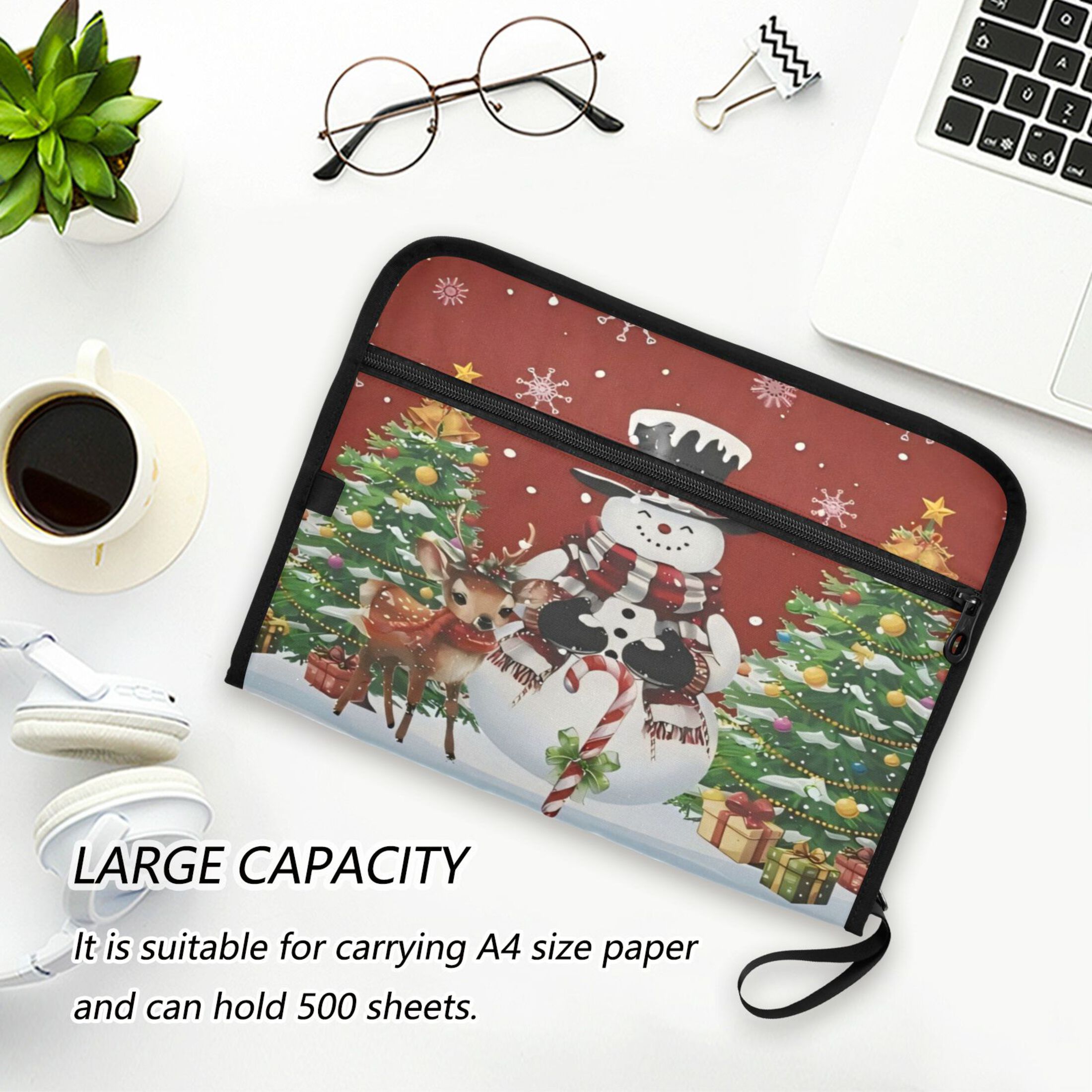 Wobogo Christmas Snowman Expanding File Folder Letter Size Accordion Filing Organizer 13 Pocket Separate Organ Pocket