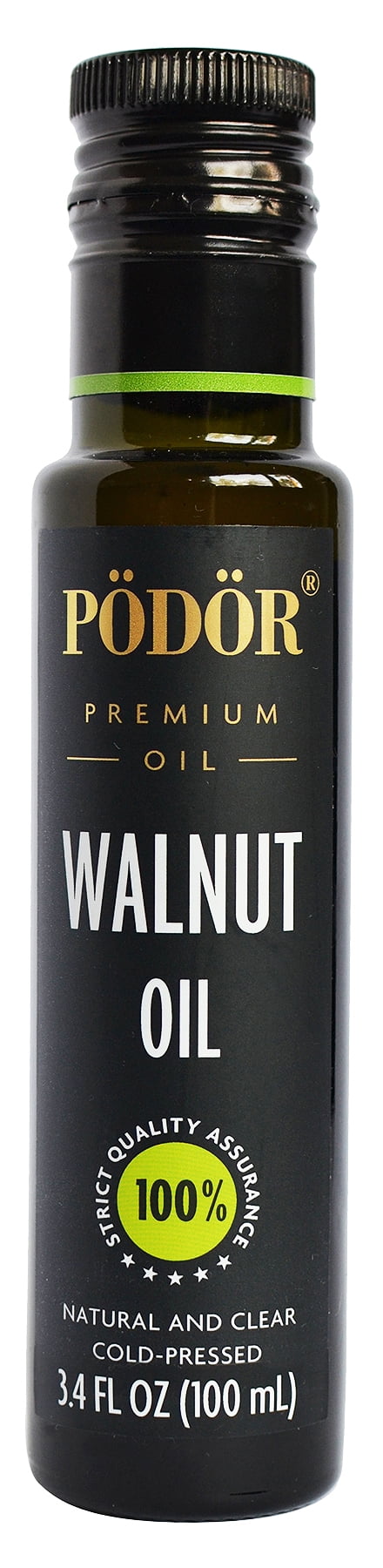 PÖDÖR Premium Walnut Oil - 3.4 fl. Oz. - Cold-Pressed, 100% Natural, Unrefined and Unfiltered, Vegan, Gluten-Free, Non-GMO in Glass Bottle