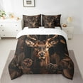 thumbnail image 2 of 3D Deer Bed in a Bag 7-Piece Safari Moose King Size Comforter Set,Rustic Farmhouse Animal Bed Sheets Set Woodland Wildlife Bedding Sets Brown Leaves Pinecone Bed Set Rustic Home Decor, 2 of 4