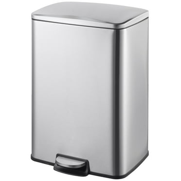 Innovaze 13.2 Gallon Trash Can, Stainless Steel Step on Kitchen Garbage Can, Silver