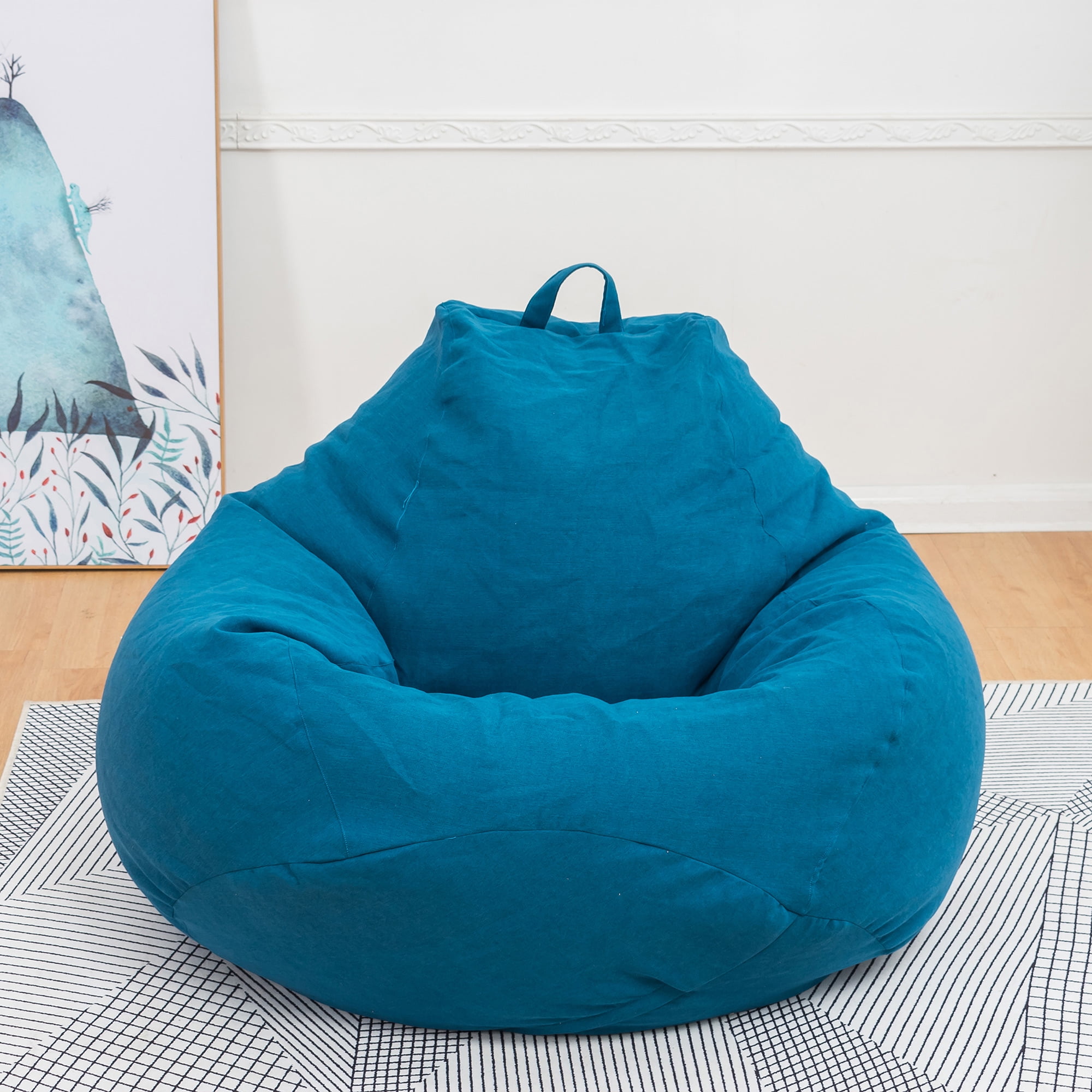 Fantastick Children Creative Stripe Cushion Sofa Large Capacity Storage Bean Bag Chair with Handle Zipper 
