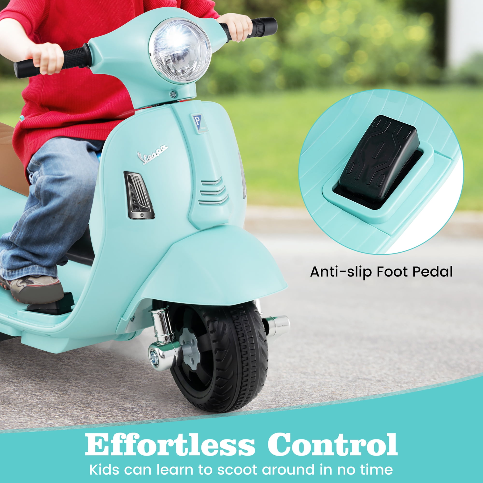 Gymax Kids Ride on Motorcycle w/ Training Wheels Headlight Horn 6V Battery Green
