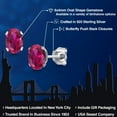 thumbnail image 2 of Gem Stone King 925 Sterling Silver Red Created Ruby Women's Stud Earrings (1.00 Ct Oval 6X4MM), 2 of 6
