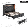 thumbnail image 2 of Homfa King Size LED Bed Frame with Storage Drawers, 54in Tall Velvet Upholstered Headboard Platform Bed with Wingback Buttons Headboard, Gray, 2 of 9