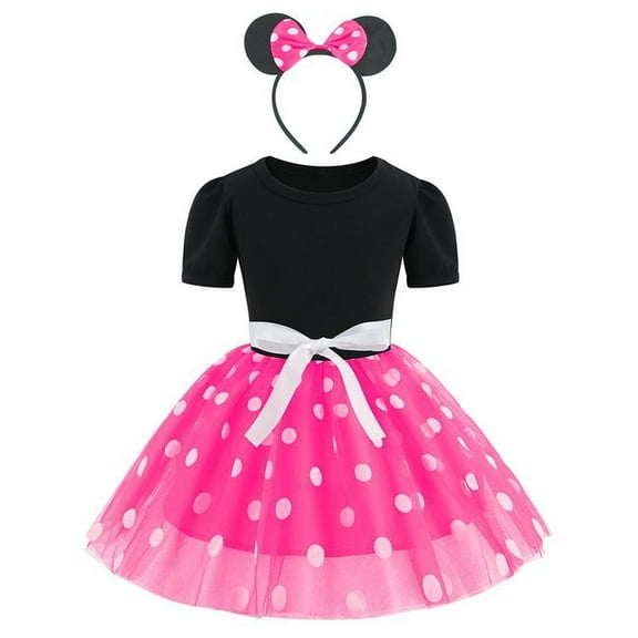 Aipartys Minnie Dress Girls Baby up Mouse Princess Dresses Toddler Cute Polka Dots Fancy Costume Kids Bowknot Tutu Disfraces Red 100 CM 2-3 Years