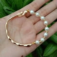 thumbnail image 4 of K-KED 8" Cultured White Pearl Bracelet Natural Pearl Gold Plated Bangle Bracelet, 4 of 6