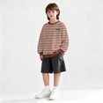 thumbnail image 2 of WhouRiu Boys Casual Striped Graphic Sweatshirts Kids Fall Crew Neck Pullover Everyday Wear, 2 of 4