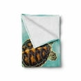 thumbnail image 2 of Turtle Soft Flannel Fleece Throw Blanket, Baby Turtle Swimming in Abstract Waters Serene Nature Picture, Cozy Plush for Indoor and Outdoor Use, 50" x 70", Pale Coffee Seafoam, by Ambesonne, 2 of 6