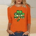thumbnail image 1 of TaTaai Women St. Patrick's Print Crew Neck 3/4 Sleeve Black T-Shirt Loose Casual Top Ladies Spring Street Wear Lightweight Breathable Non-See-Through No Fading Soft Top Gift, 1 of 7