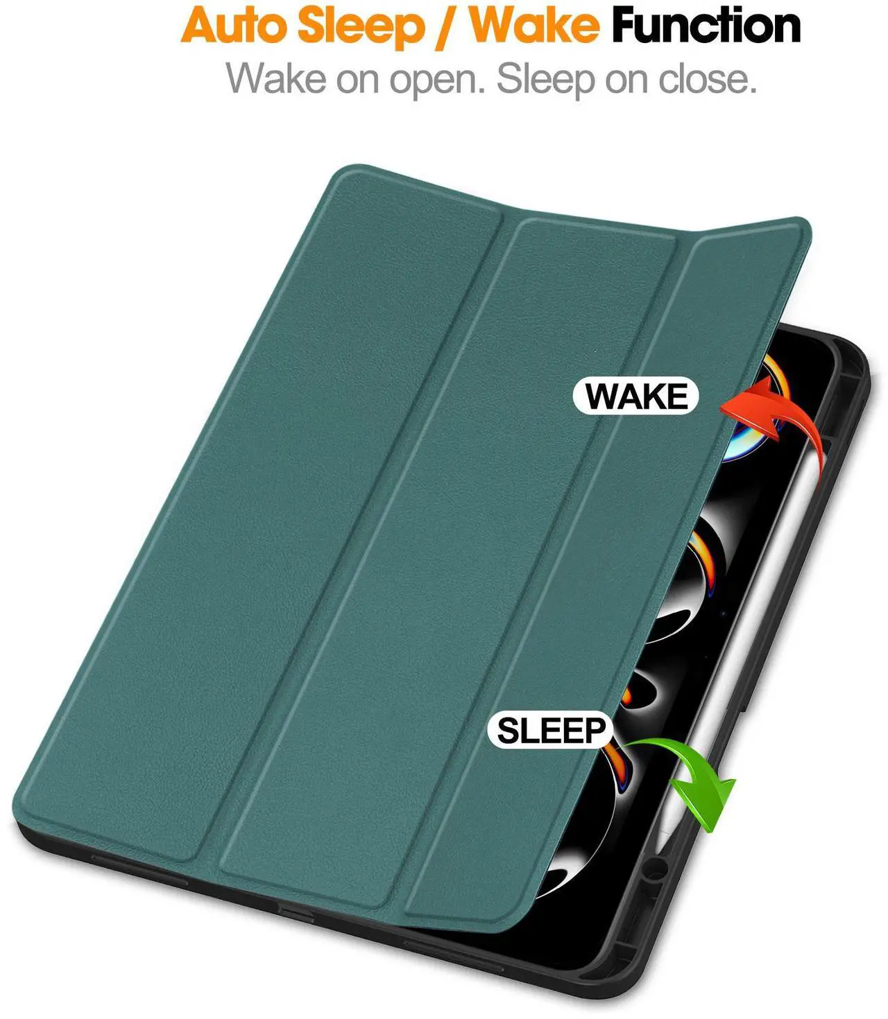 Case for iPad Pro 13 Inch M4 2024 A2925 A2926 A3007, Slim Smart Stand Cover Protective Cover with Pencil Holder, Stand, Universal Stylus Pen,Support Apple Pencil Charging + Auto Wake/Sleep