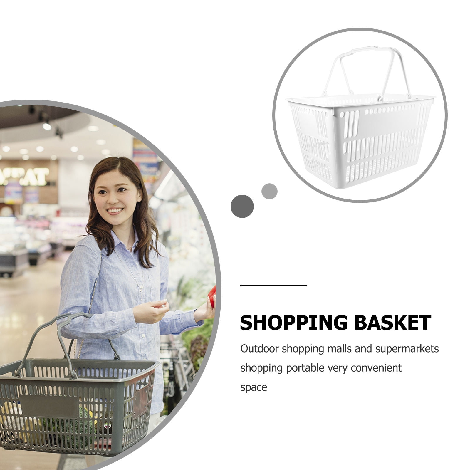 OFFIGAM Large Plastic Grocery Basket with Handle - Versatile Storage Organizer for Toys, Bathroom Items, Kitchen and More, 1 Set