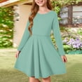 thumbnail image 2 of Abcomgle Long Sleeve Dress for Girls 7-8 Casual A-Line Fall Tshirt Dress Solid Crew Neck Girls Skater Dress Loose Swing Dresses for 4-14t Kids 4-5 Years,Mint Green, 2 of 5