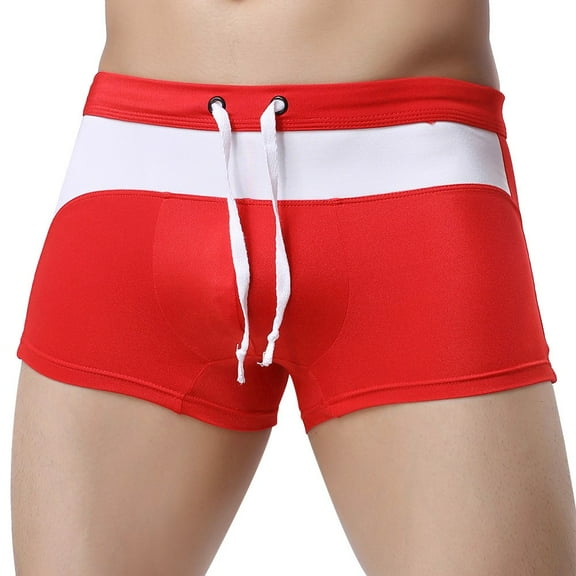 asdoklhq Beach Shorts for Men,Men's Boxer Briefs Beach Stitching Contrast Color Swimming Trunks Swimming Trunk