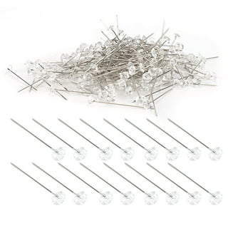 Outus 100 Pieces Flower Pins Corsages Pins Head Pins Wedding Bouquet Pins Crystal Pins Floral Bouquet Pins Clear (2 inch)