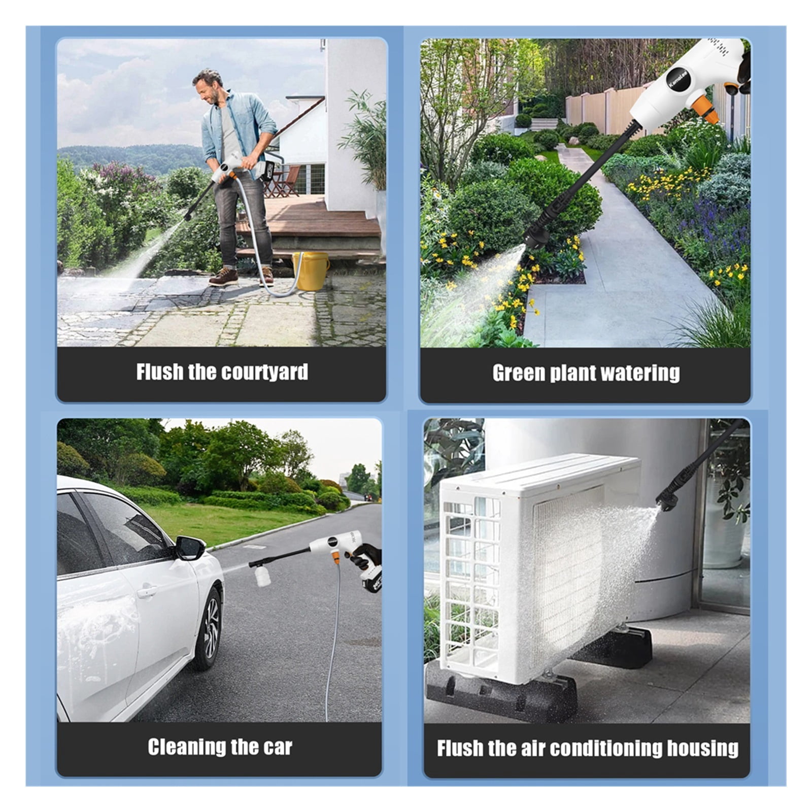 120 Bar Cordless Electric High Pressure Washer Rechargeable Auto Car Washing Spray Gun Water Gun For 18V Battery ,Effortless cleaning