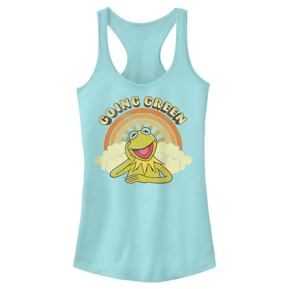 Junior's The Muppets Kermit Retro Green Racerback Tank Top Cancun X Small