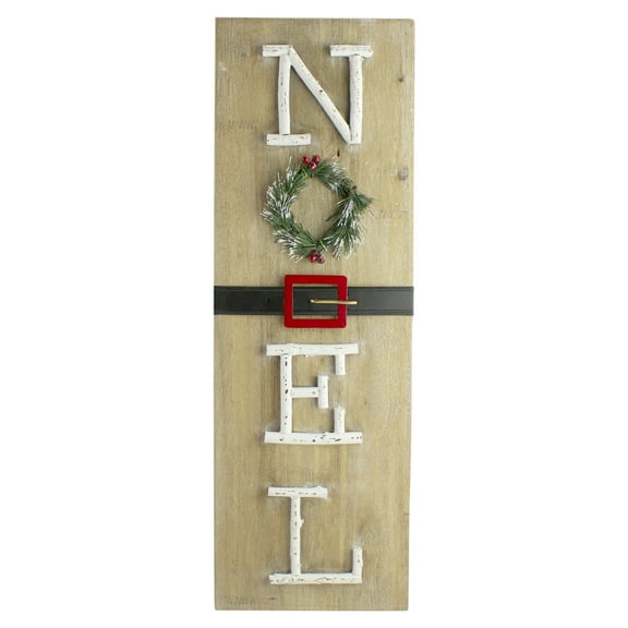 Northlight 23.75" Vertical Beige Wooden Noel Christmas Sign with Santa's Belt