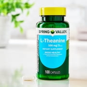 (3 pack) Spring Valley L-Theanine Dietary Supplement Capsules for Mood Support, 100 mg, 100 Count