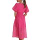 thumbnail image 5 of Lucakuins - Vestido largo de verano para mujer, vestido elegante de malla con textura a cuadros, manga corta, cuello en V, vestido midi Lucakuins  moda, 5 of 6