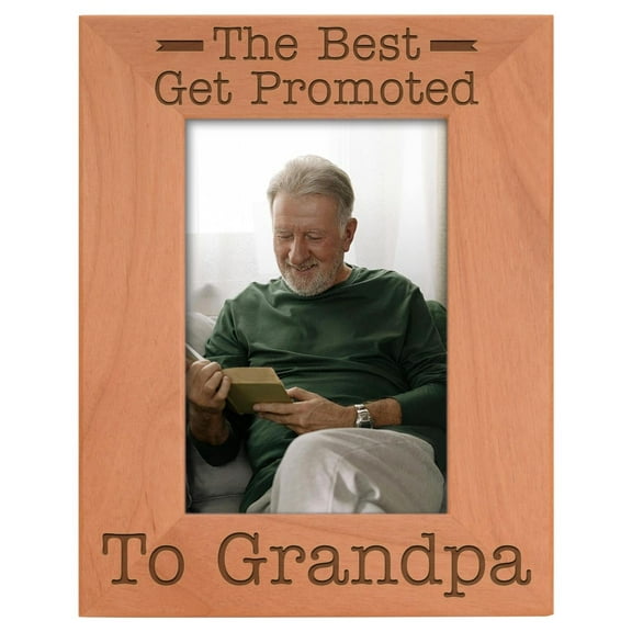 ThisWear Gift for Grandpa Best Get Promoted to Grandpa Natural Wood Engraved 4x6 Portrait Picture Frame Wood