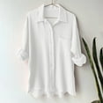 thumbnail image 2 of Daolelai Women's Crinkled Lapel Button Long Sleeve Shirt Loose Cardigan Top, 2 of 4
