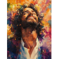 thumbnail image 1 of Qisvanset 12x16 Inch With Frame 2D Flat Wall Art Smiling Jesus Portrait Watercolor Religious Home Art, 1 of 8