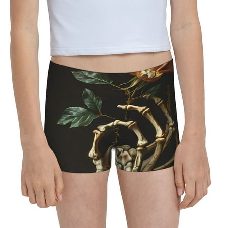 Pofeuu Skeleton Hand Rose Butterfly Print Soft Cotton Girls Boyshort panties Toddler Underwear-X-Small