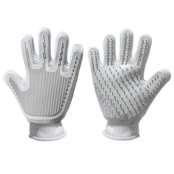Nallwabiu Pet Grooming Gloves, 2-in-1 Double Sided Dog & Cat Hair Removal Glove with Upgraded Five-Finger Design for Shedding, Massage, and Furniture Cleaning (Grey, 1-Pack)