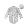 thumbnail image 3 of Aislor Kids Boys Sparkly Sequin Tuxedo Tailcoat Jacket with Hat Suit Performance Dancewear Silver 8, 3 of 7