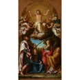 thumbnail image 2 of Pompeo Batoni 10x14 Black Ornate Wood Framed Double Matted Museum Art Print Titled: Christ in Glory with Saints Celsus, Julian Marcionilla and Basilissa (1736-1737), 2 of 5
