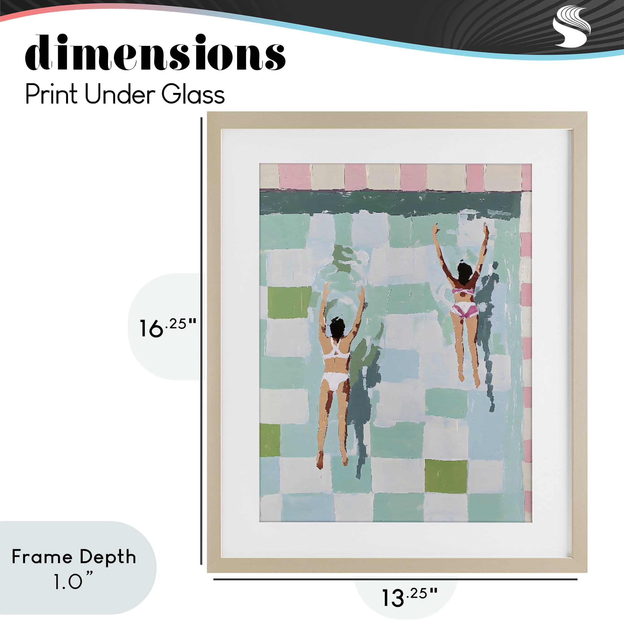 Stupell Industries Twin Swimmers in Pool Birch Framed Print Under Glass, design by The Prints Vibe