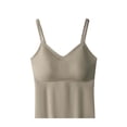 thumbnail image 5 of Women's Seamless Camisole Bras Fixed Shoulder Straps Solid Color Tank Top Cami Lingerie Lightweight Breathable Underwear for Summer Casual Wear | CSEONE,Coffee XL, 5 of 6