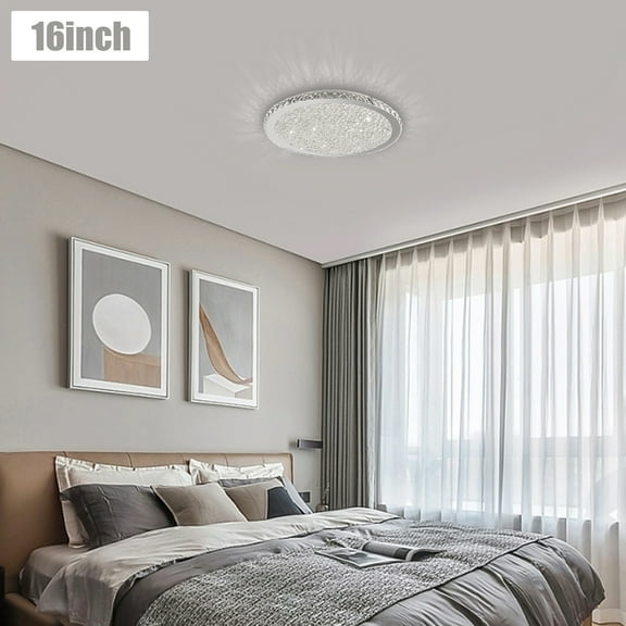 30W Modern Crystal LED Ceiling Light Fixture Pendant Lamp Flush-Mount Chandelier for Kitchens, Hallways, Living Room
