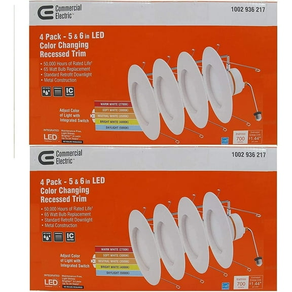 Bilot 5/6 in. Matte White Integrated LED Recessed Trim 5-Ways (4-Pack) (Twо Расk)