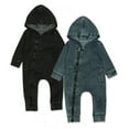 thumbnail image 1 of Combinaison de Printemps et d'Automne pour Enfants en Jean à Manches Longues à Capuche en Couleur Unie, 1 of 11