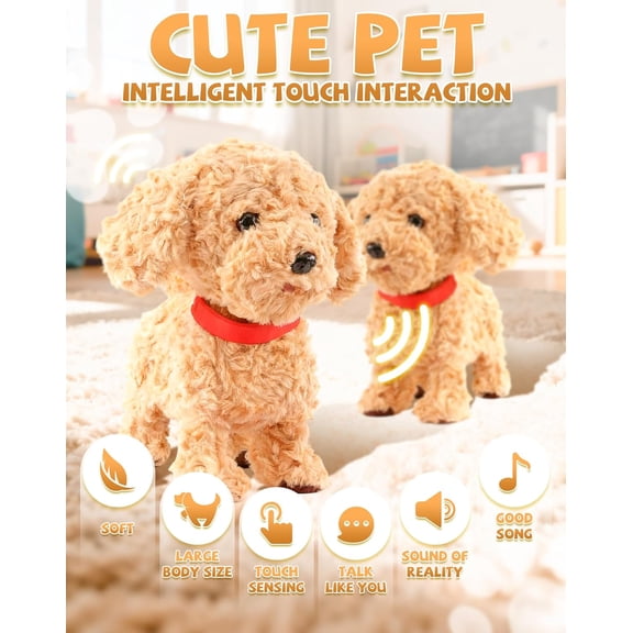 Youpwaven Robot Dog, Robot Dogs Realistic, with Touch Sensing, Voice Mimic, Lifelike Sounds, Tongue & Licking Motion, Leash Remote, Soft Fur – Battery Powered Puppy