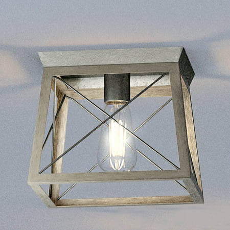 

Luxury Industrial Ceiling Light 7.625H x 9.5W with Modern Farmhouse Style Galvanized Steel UHP3916 by Urban Ambiance