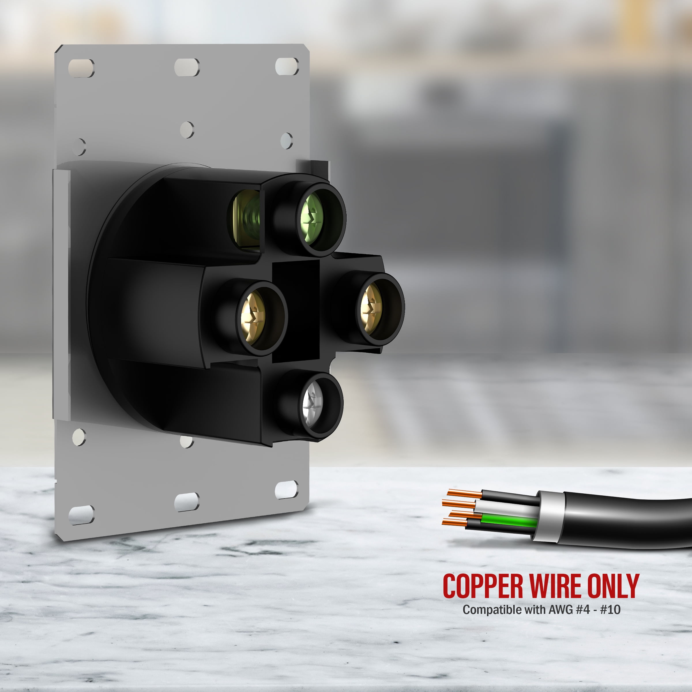 ENERLITES 50 Amp Range Receptacle Outlet for RV, Wielding, Electric Vehicles, NEMA 14-50R, 3-Pole, 4 Wire (10, 8, 6, 4 AWG Copper Only), 250V, 66500-BK, 2 Pack, Black, 2 Count
